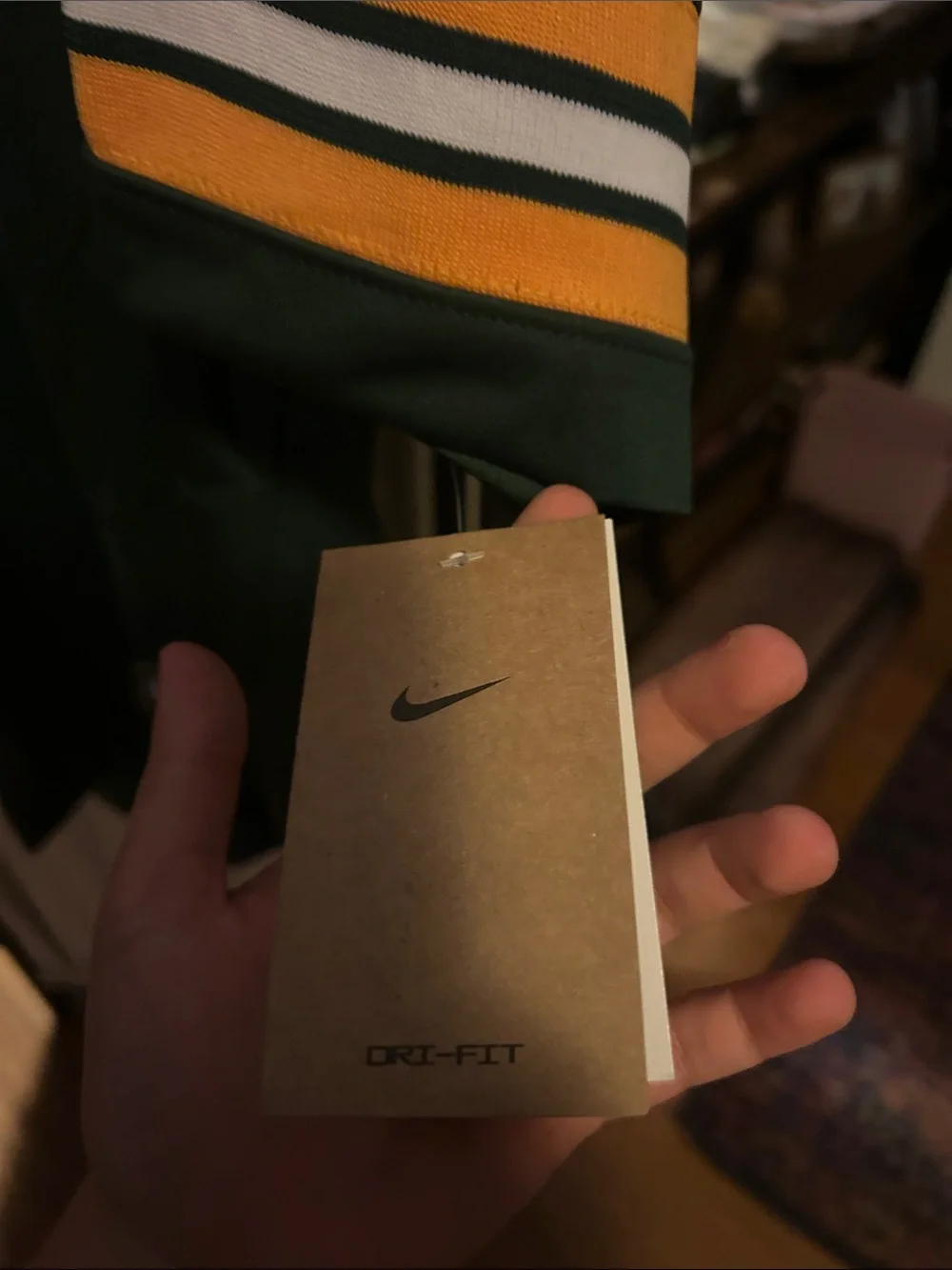 Green Bay packers Nike Green and Gold Football Jersey with White Number